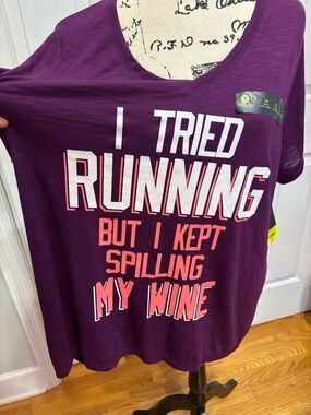 Xersion Purple V-Neck Graphic Tshirt NWT